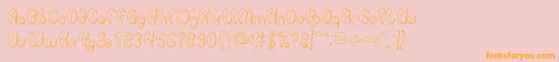 フォントLuxurious Sexy Hollow – オレンジの文字がピンクの背景にあります。