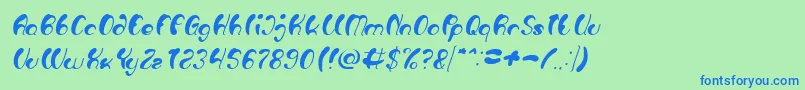 フォントLuxurious Sexy Italic – 青い文字は緑の背景です。