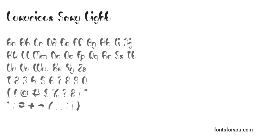 Шрифт Luxurious Sexy Light – алфавит, цифры, специальные символы