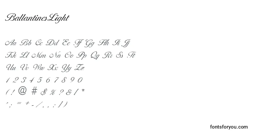 Schriftart BallantinesLight – Alphabet, Zahlen, spezielle Symbole