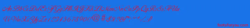 BallantinesLight-Schriftart – Rote Schriften auf blauem Hintergrund