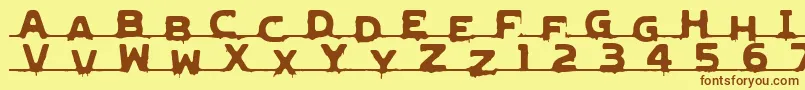フォントLVDCG    – 茶色の文字が黄色の背景にあります。