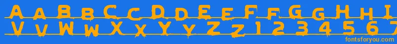 フォントLVDCG    – オレンジ色の文字が青い背景にあります。