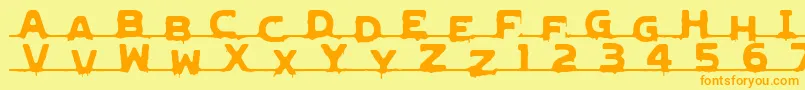 フォントLVDCG    – オレンジの文字が黄色の背景にあります。
