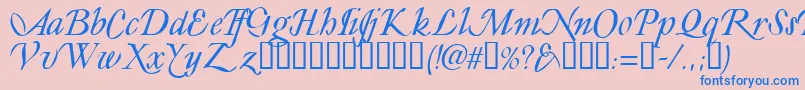 LY       Font – Blue Fonts on Pink Background