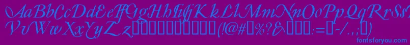 LY       Font – Blue Fonts on Purple Background