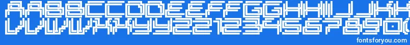 フォントlyka gemelos – 青い背景に白い文字