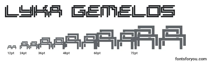 Размеры шрифта Lyka gemelos