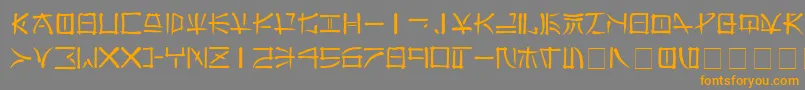 フォントFareast – オレンジの文字は灰色の背景にあります。