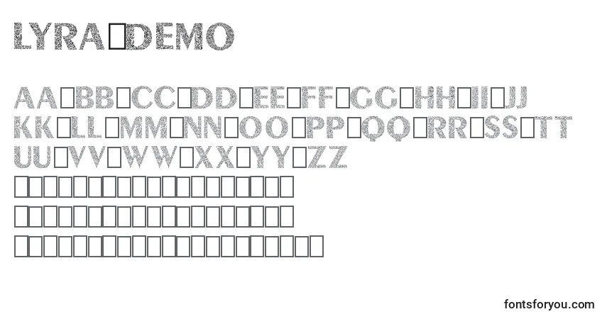 Czcionka Lyra Demo – alfabet, cyfry, specjalne znaki