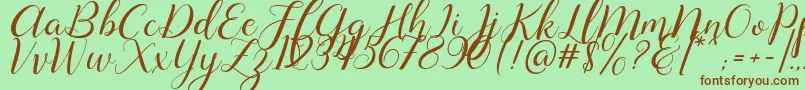 Lysandra demo Font – Brown Fonts on Green Background