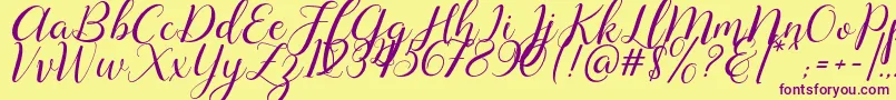 Lysandra demo-Schriftart – Violette Schriften auf gelbem Hintergrund