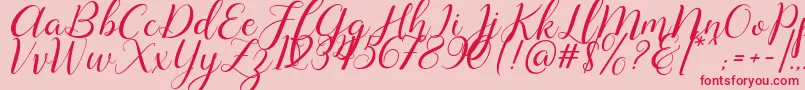 Lysandra demo-Schriftart – Rote Schriften auf rosa Hintergrund