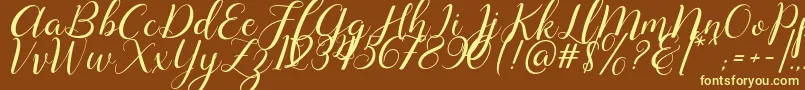 Lysandra demo-Schriftart – Gelbe Schriften auf braunem Hintergrund