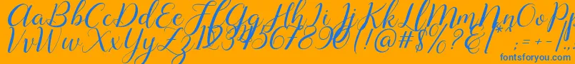 Lysandra demo-Schriftart – Blaue Schriften auf orangefarbenem Hintergrund