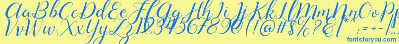 Lysandra demo-Schriftart – Blaue Schriften auf gelbem Hintergrund