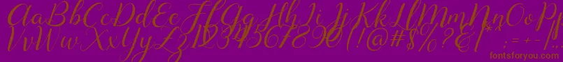 Lysandra demo-Schriftart – Braune Schriften auf violettem Hintergrund