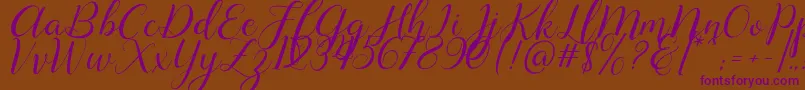 Lysandra demo-Schriftart – Violette Schriften auf braunem Hintergrund