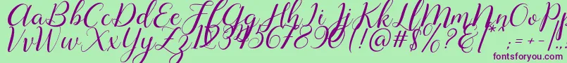 Lysandra demo-Schriftart – Violette Schriften auf grünem Hintergrund