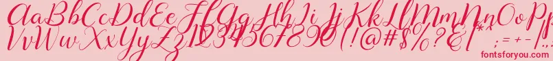 Lysandra demo-Schriftart – Rote Schriften auf rosa Hintergrund