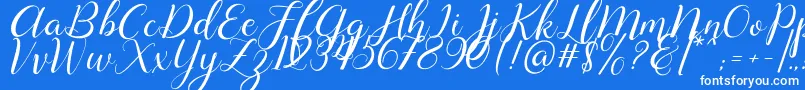 Lysandra demo-Schriftart – Weiße Schriften auf blauem Hintergrund