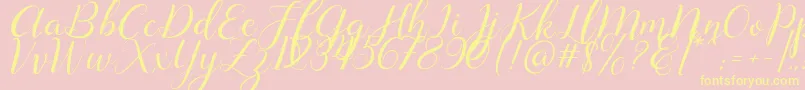 Lysandra demo-Schriftart – Gelbe Schriften auf rosa Hintergrund