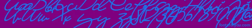 Ma Fille   Slant-Schriftart – Blaue Schriften auf violettem Hintergrund