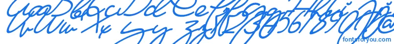 Ma Fille   Slant-Schriftart – Blaue Schriften auf weißem Hintergrund