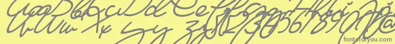 Ma Fille   Slant-Schriftart – Graue Schriften auf gelbem Hintergrund