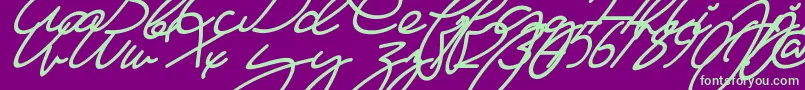 Шрифт Ma Fille   Slant – зелёные шрифты на фиолетовом фоне