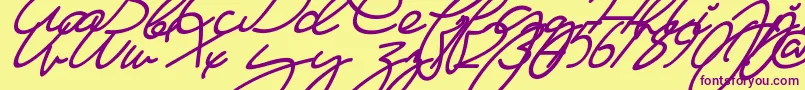Шрифт Ma Fille   Slant – фиолетовые шрифты на жёлтом фоне