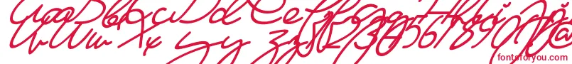 Ma Fille   Slant-Schriftart – Rote Schriften auf weißem Hintergrund