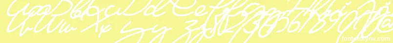 フォントMa Fille   Slant – 黄色い背景に白い文字