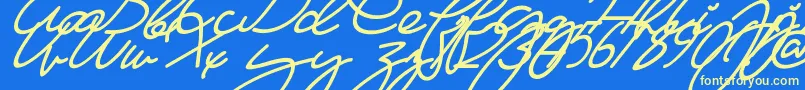 Czcionka Ma Fille   Slant – żółte czcionki na niebieskim tle
