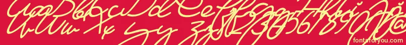 フォントMa Fille   Slant – 黄色の文字、赤い背景