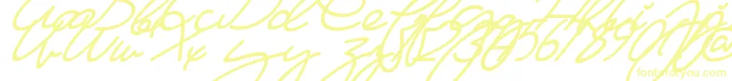 Czcionka Ma Fille   Slant – żółte czcionki na białym tle