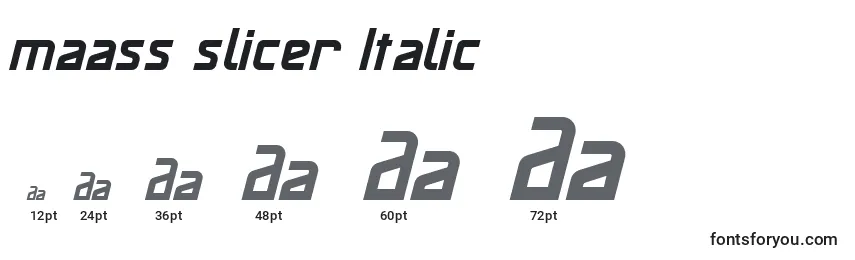 Maass slicer Italic-fontin koot