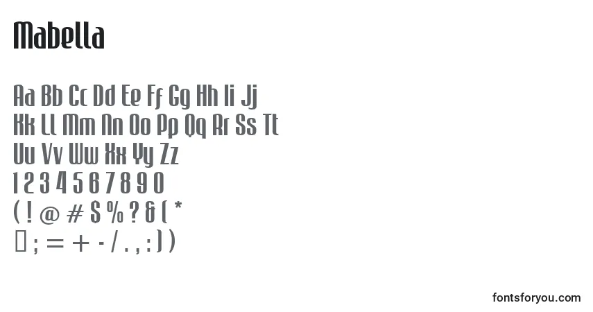Schriftart Mabella (133158) – Alphabet, Zahlen, spezielle Symbole