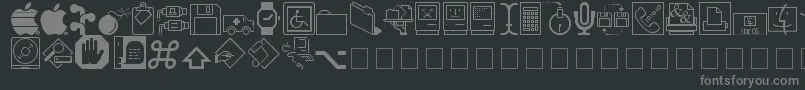 MAC DING-fontti – harmaat kirjasimet mustalla taustalla