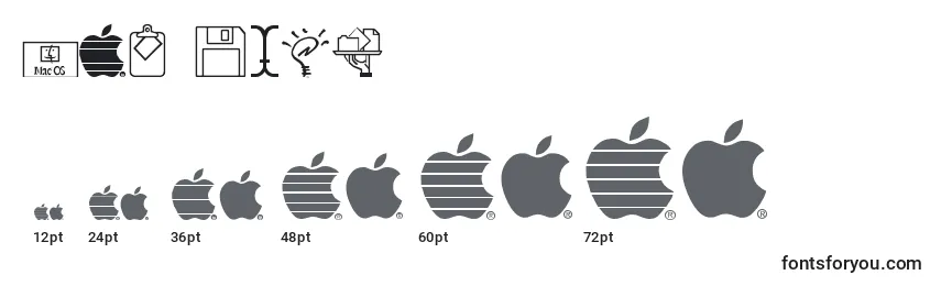 Размеры шрифта MAC DING