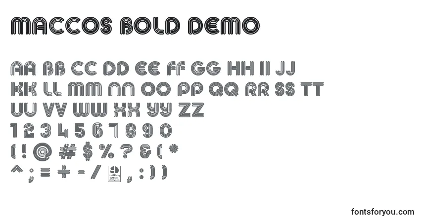 Schriftart MACCOS BOLD Demo – Alphabet, Zahlen, spezielle Symbole
