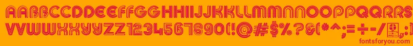 MACCOS BOLD Demo-Schriftart – Rote Schriften auf orangefarbenem Hintergrund