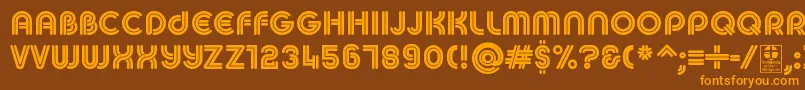 MACCOS DOUBLE Demo-Schriftart – Orangefarbene Schriften auf braunem Hintergrund