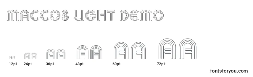 Größen der Schriftart MACCOS LIGHT Demo
