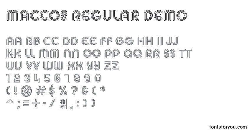 MACCOS REGULAR Demo-fontti – aakkoset, numerot, erikoismerkit