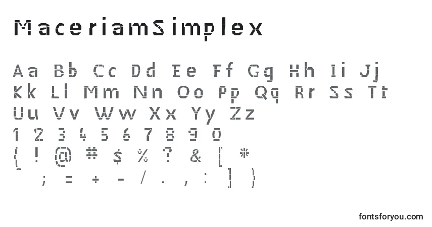 MaceriamSimplex-fontti – aakkoset, numerot, erikoismerkit