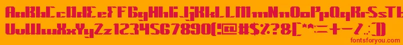 MACHINE GUN-Schriftart – Rote Schriften auf orangefarbenem Hintergrund