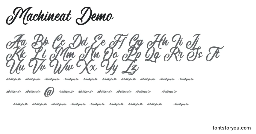 Machineat Demo-fontti – aakkoset, numerot, erikoismerkit