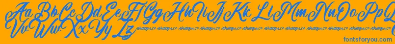 Machineat Demo Font – Blue Fonts on Orange Background