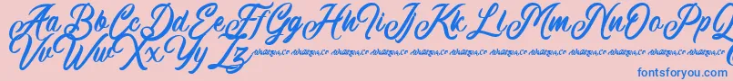 Machineat Demo Font – Blue Fonts on Pink Background